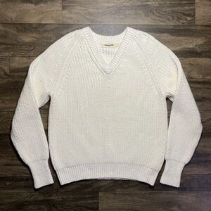 Guideboat Co. Deep River V-Neck Chunky Knit Sweater Men's L New Pearl Huckberry